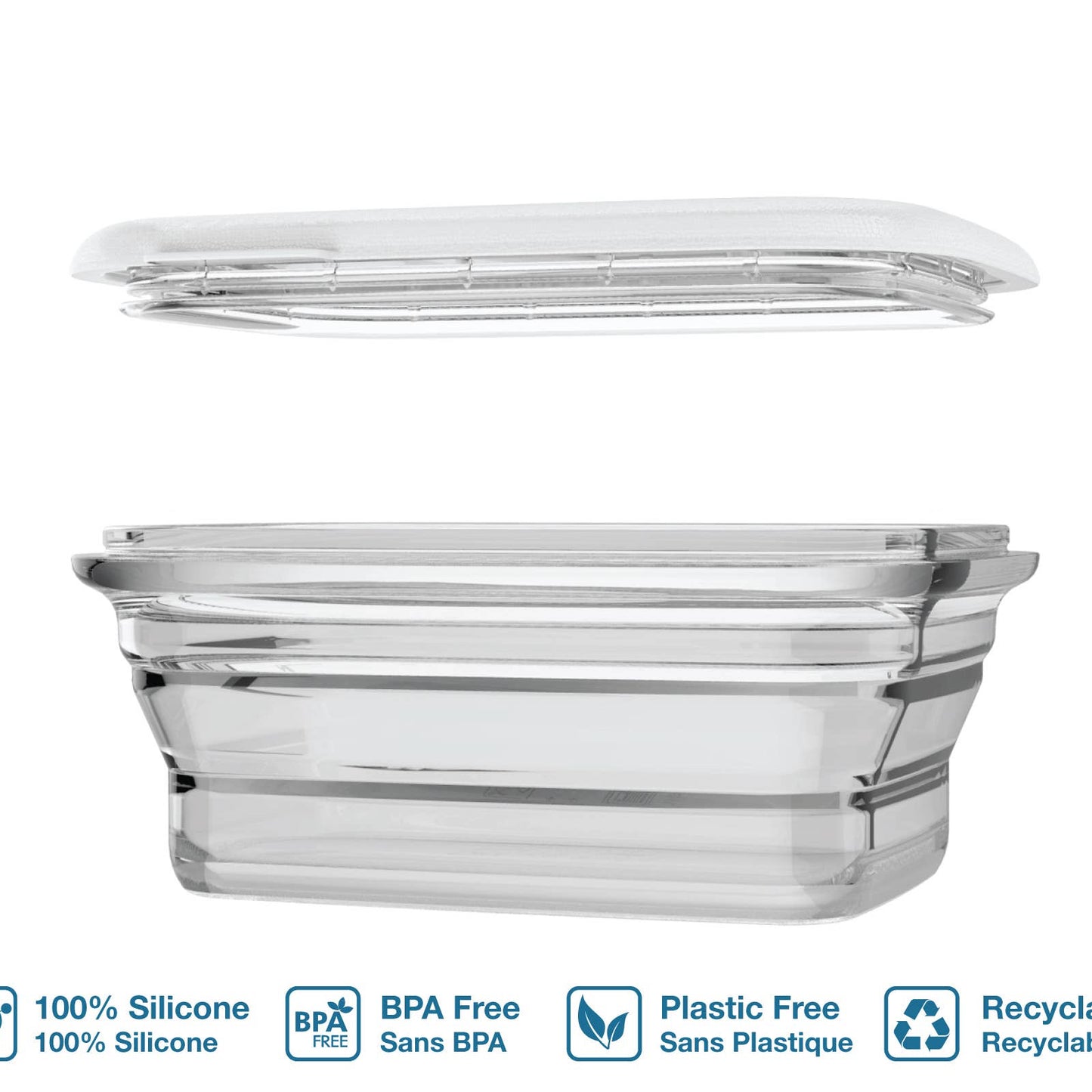 460ml sammenleggbar boks i silikon - Clear - Lev Logisk