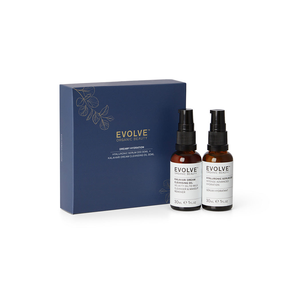 EVOLVE DREAMY HYDRATION Gavesett m/ Hyaluronic Serum og Kalahari Dream Cleansing Oil