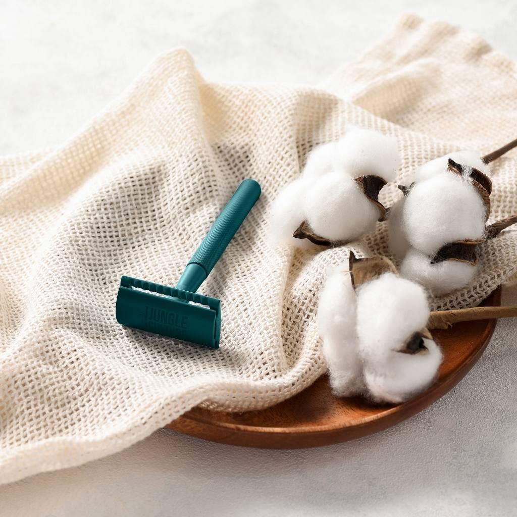 Barberhøvel + 10 stk barberblad - Teal - Lev Logisk