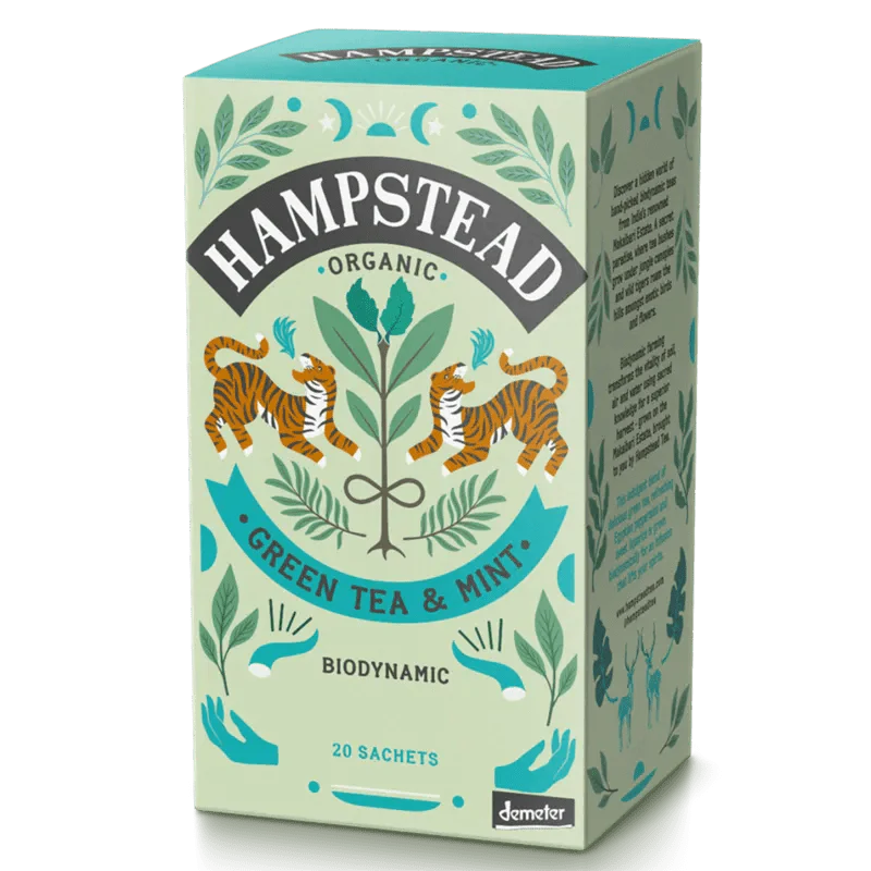 Hampstead Tea økologisk grønn te med mint 20 poser fra Lev Logisk