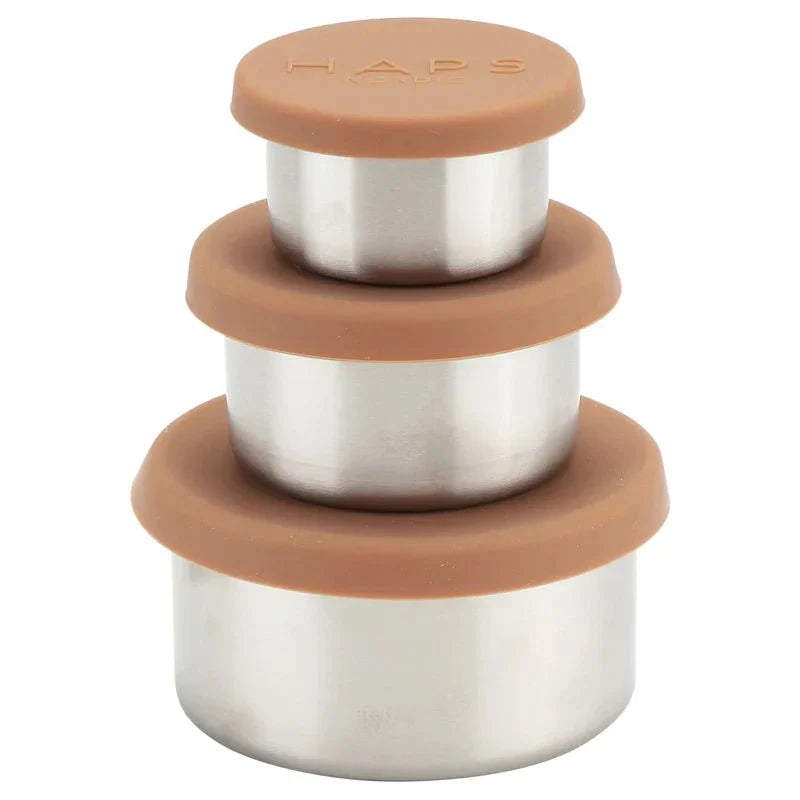 Haps småbokser i rustfritt stål med lokk i silikon 3 - pk - Velg farge - Lev Logisk