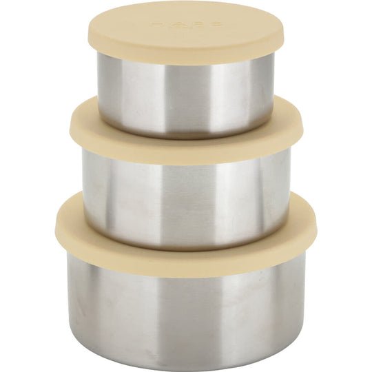 Haps STORE bokser i rustfritt stål med lokk i silikon 3 - pk - Velg farge - Lev Logisk