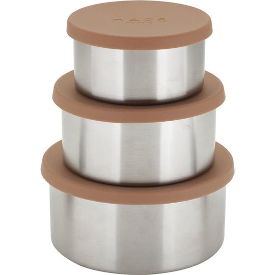 Haps STORE bokser i rustfritt stål med lokk i silikon 3 - pk - Velg farge - Lev Logisk