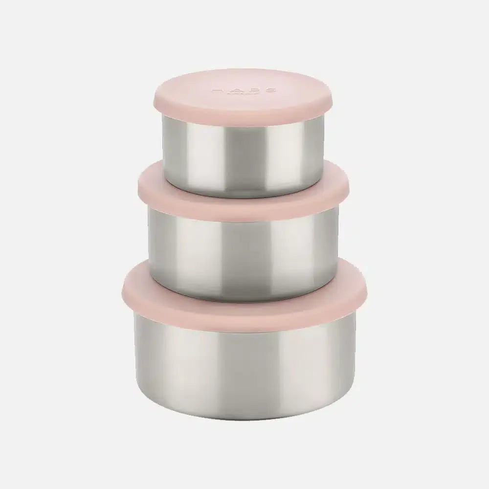 Haps STORE bokser i rustfritt stål med lokk i silikon 3-pk - Velg farge
