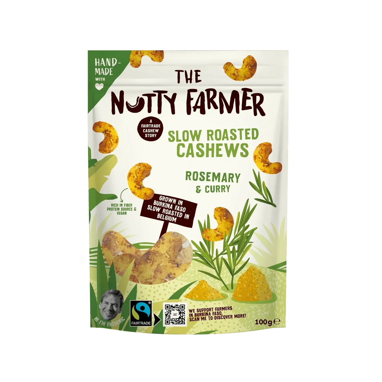 Sakte ristede cashewnøtter m/rosmarin og curry 100 gram - Lev Logisk
