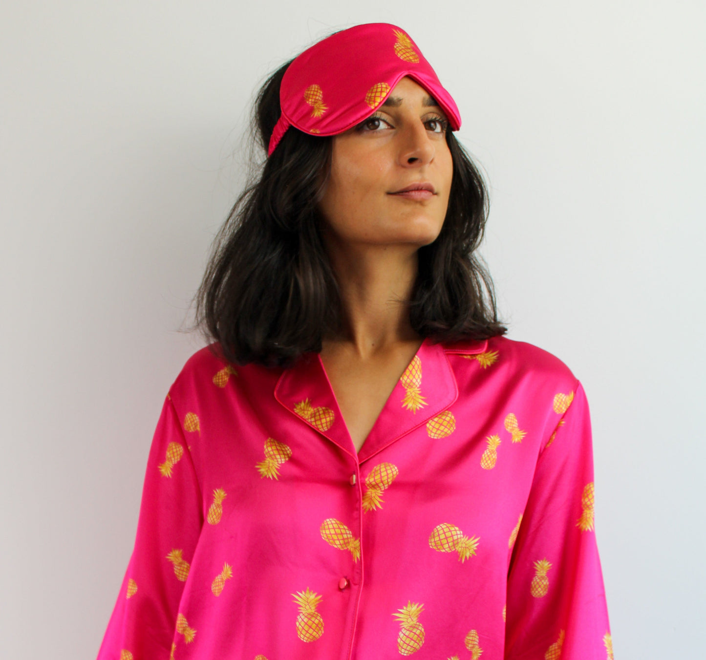 Fuchsia Ananas Sovemaske Silke