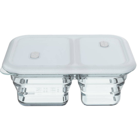 1200ml sammenleggbar boks m/ 2 rom i silikon - clear - Lev Logisk