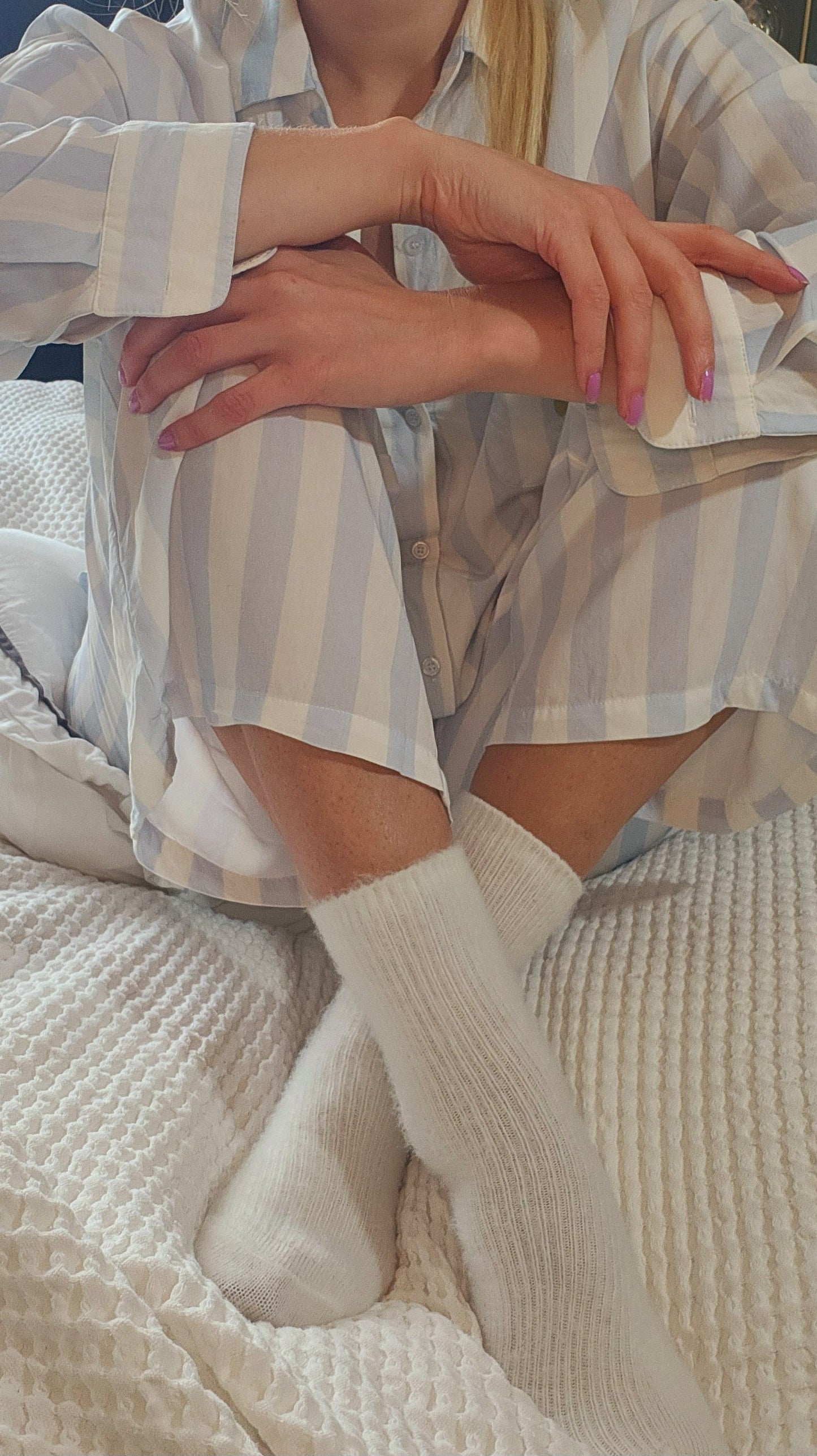 Kasjmir & Angora Sokker Hvite