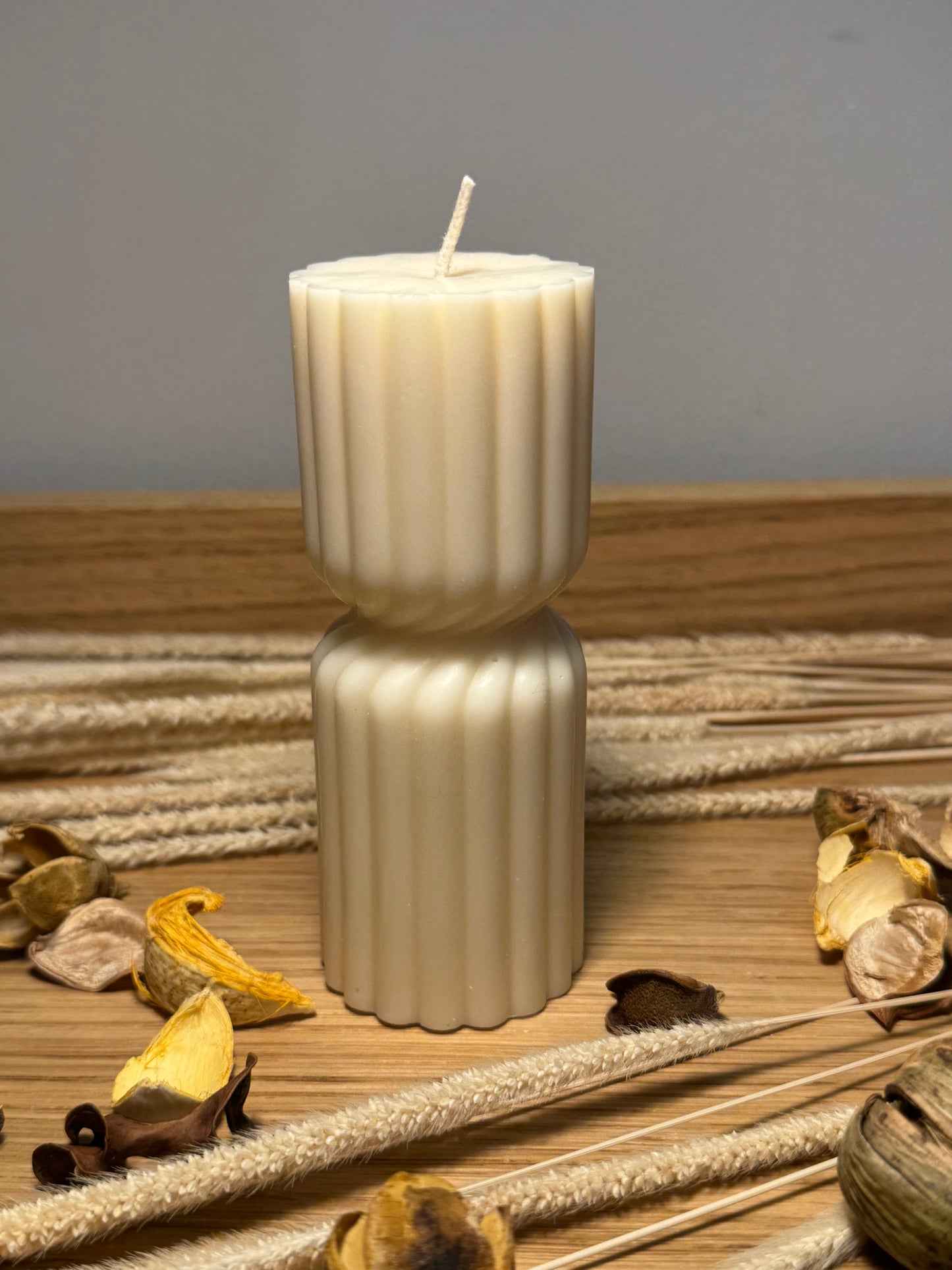 Striped pillar candle