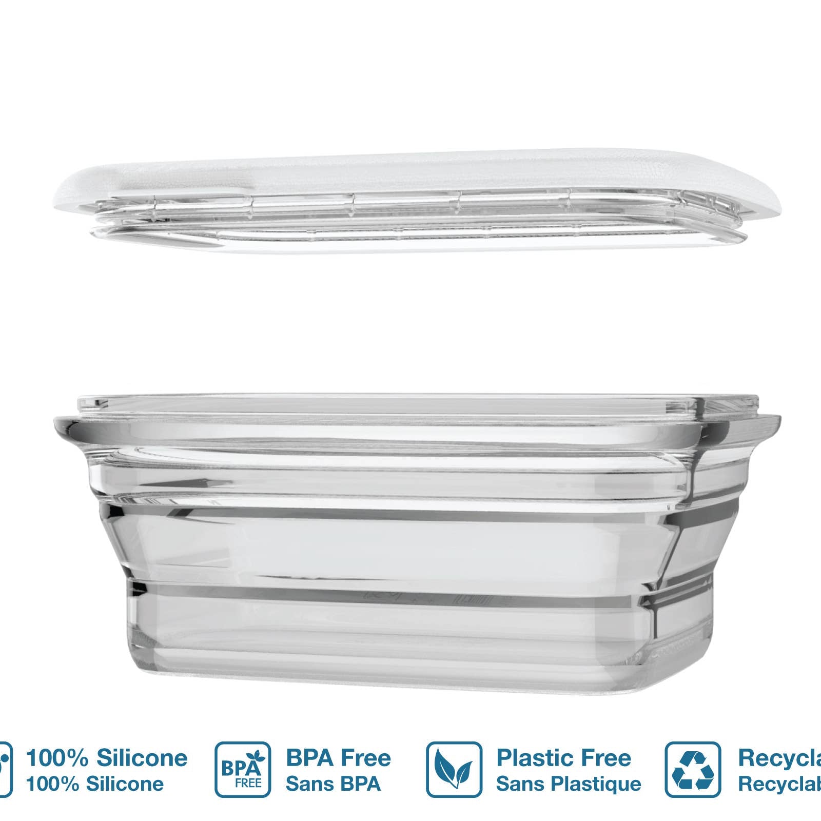460ml sammenleggbar boks i silikon - Clear - Lev Logisk