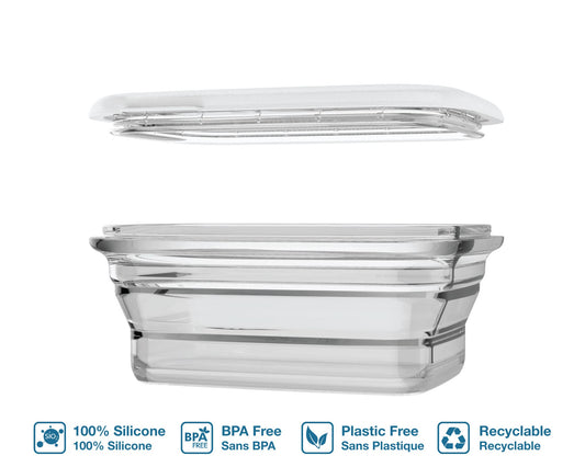460ml sammenleggbar boks i silikon - Clear - Lev Logisk