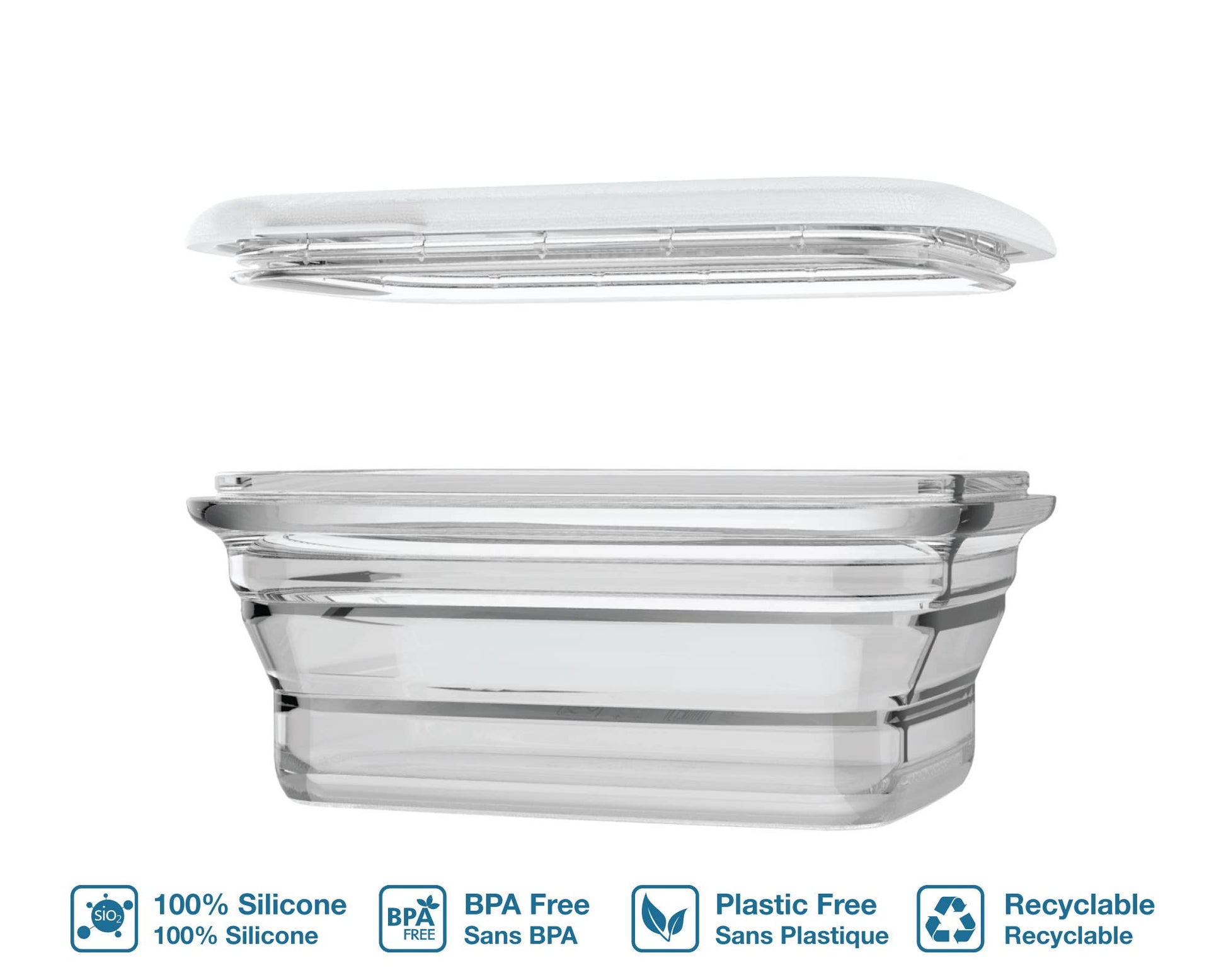 460ml sammenleggbar boks i silikon - Clear - Lev Logisk