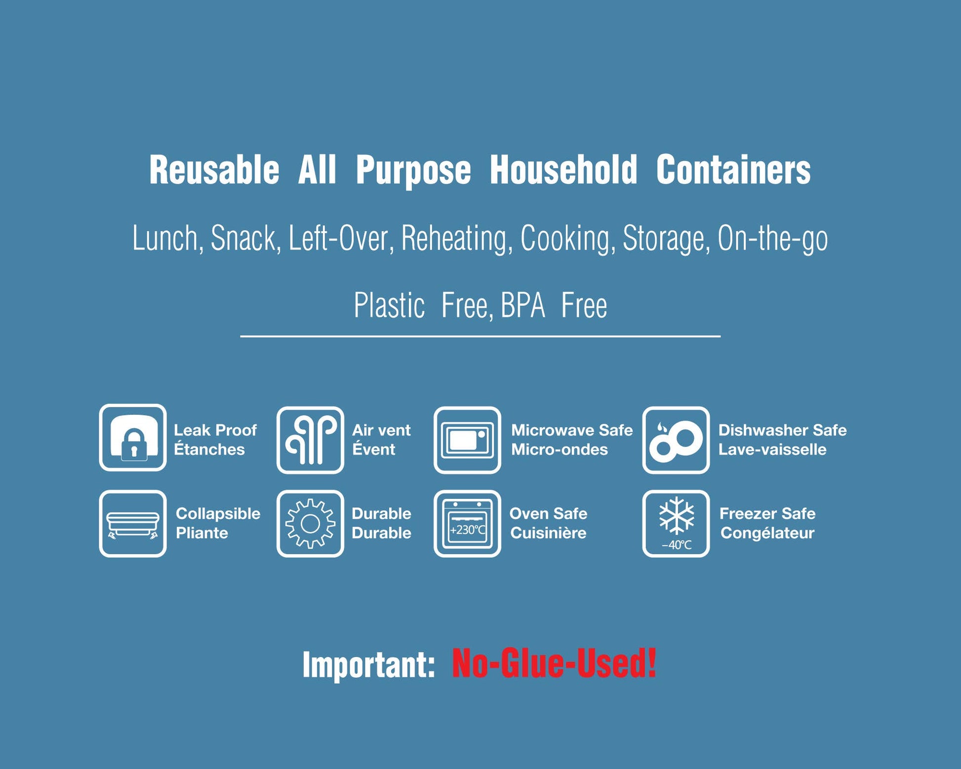 460ml sammenleggbar boks i silikon - Clear - Lev Logisk
