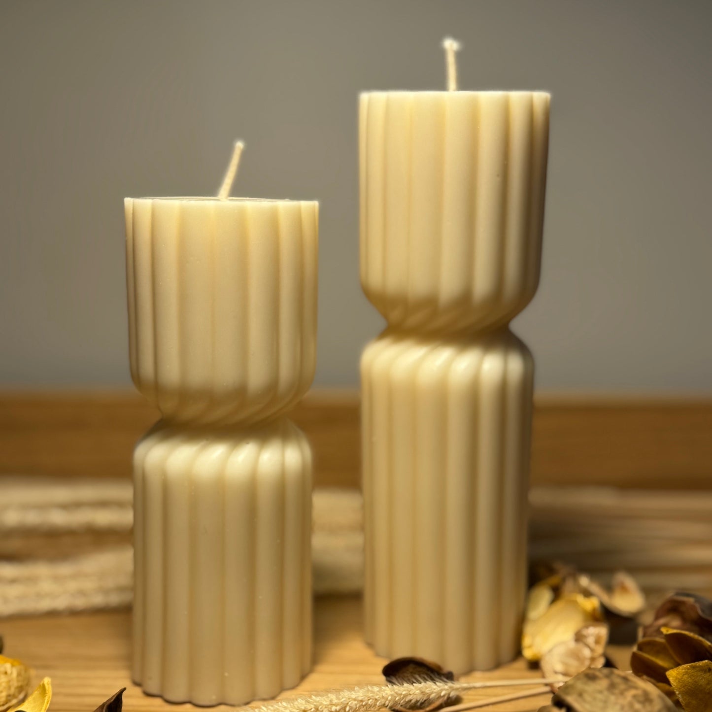 Striped pillar candle