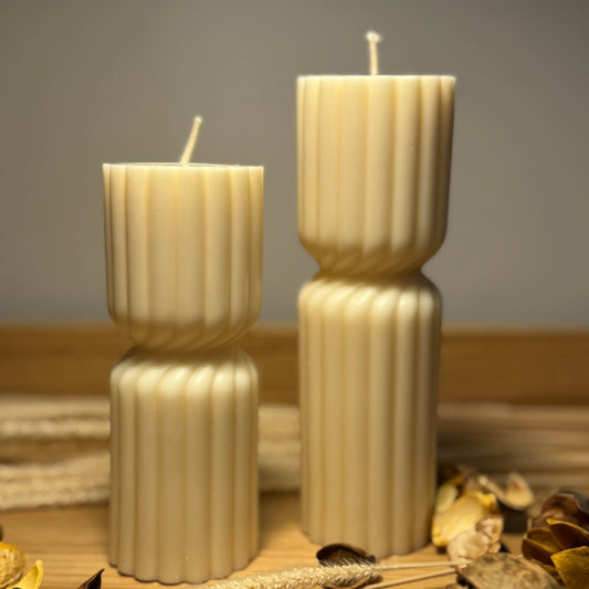 Striped pillar candle