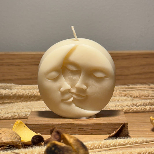 Sun-moon face candle