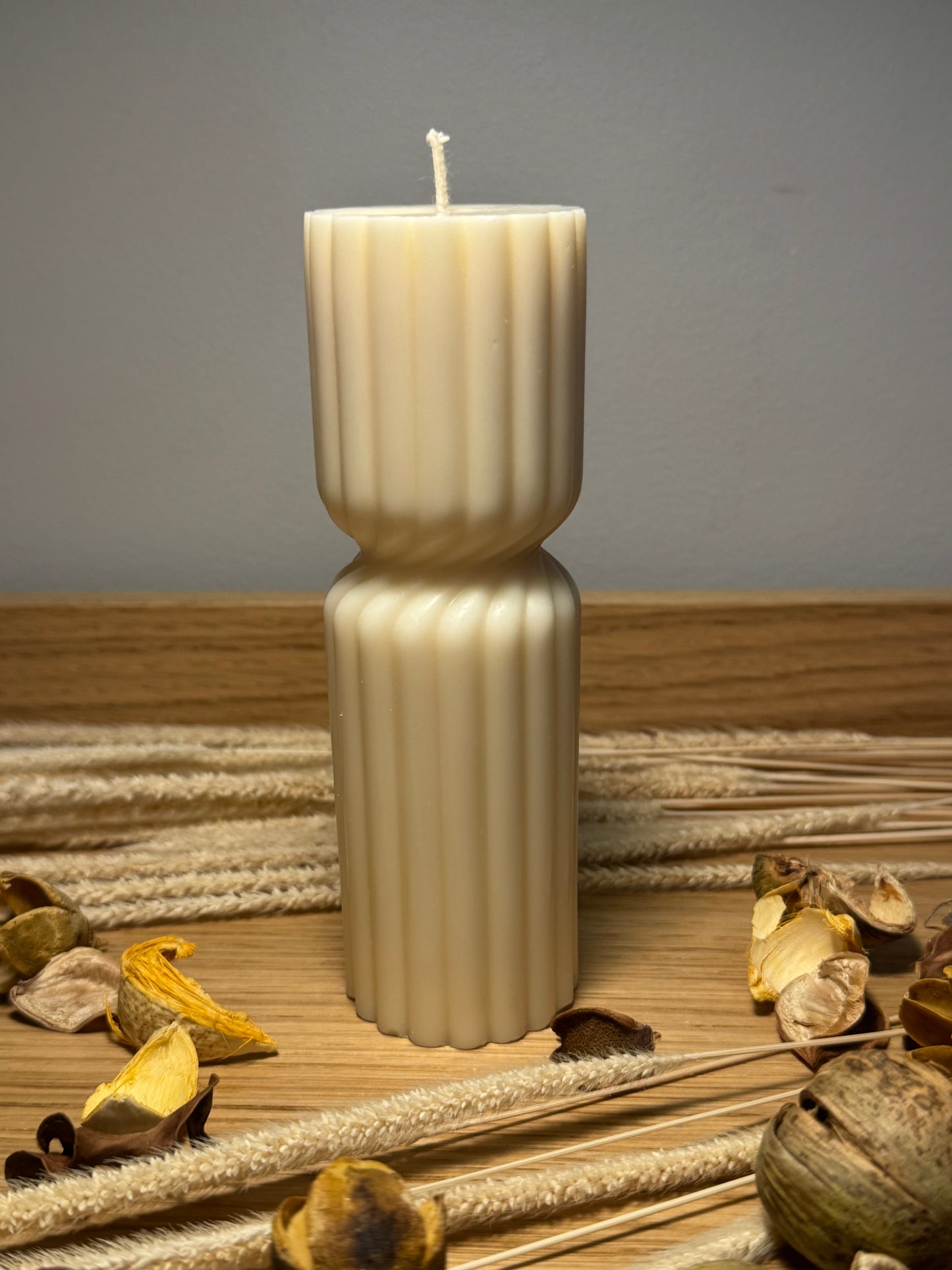 Striped pillar candle