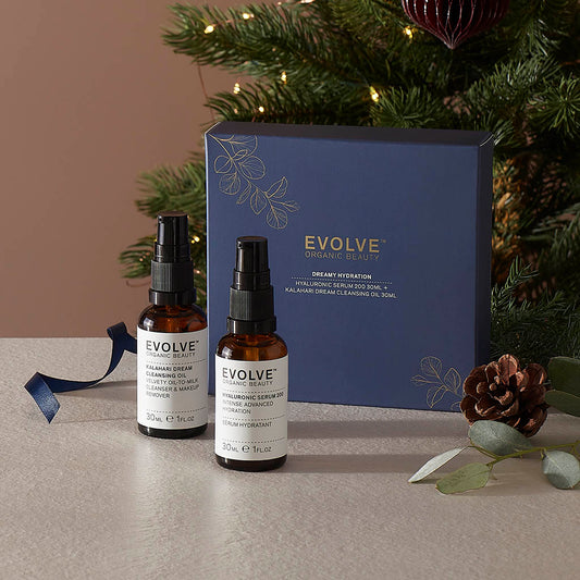 EVOLVE DREAMY HYDRATION Gavesett m/ Hyaluronic Serum og Kalahari Dream Cleansing Oil
