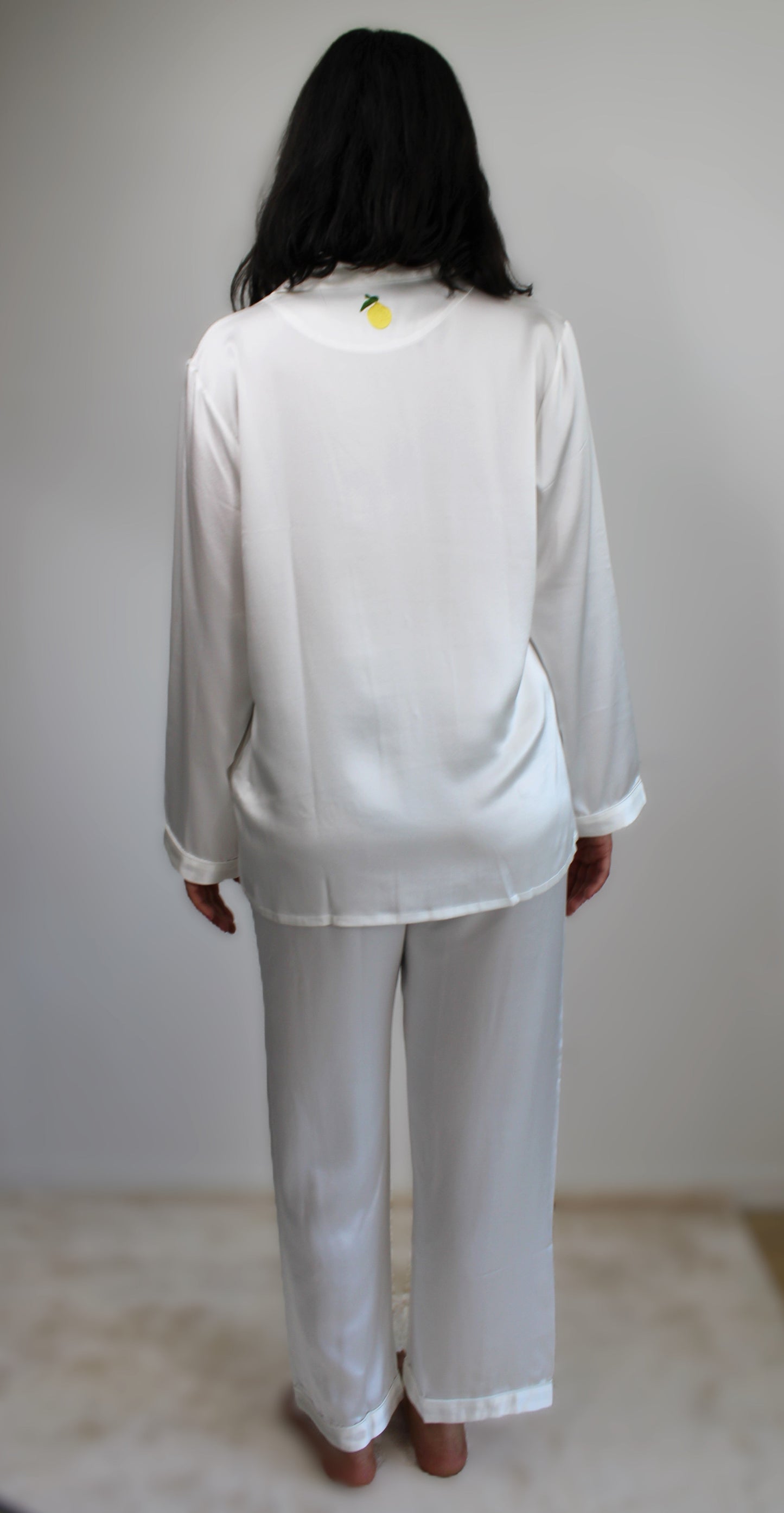 Hvit Silke Pysjamas Lang