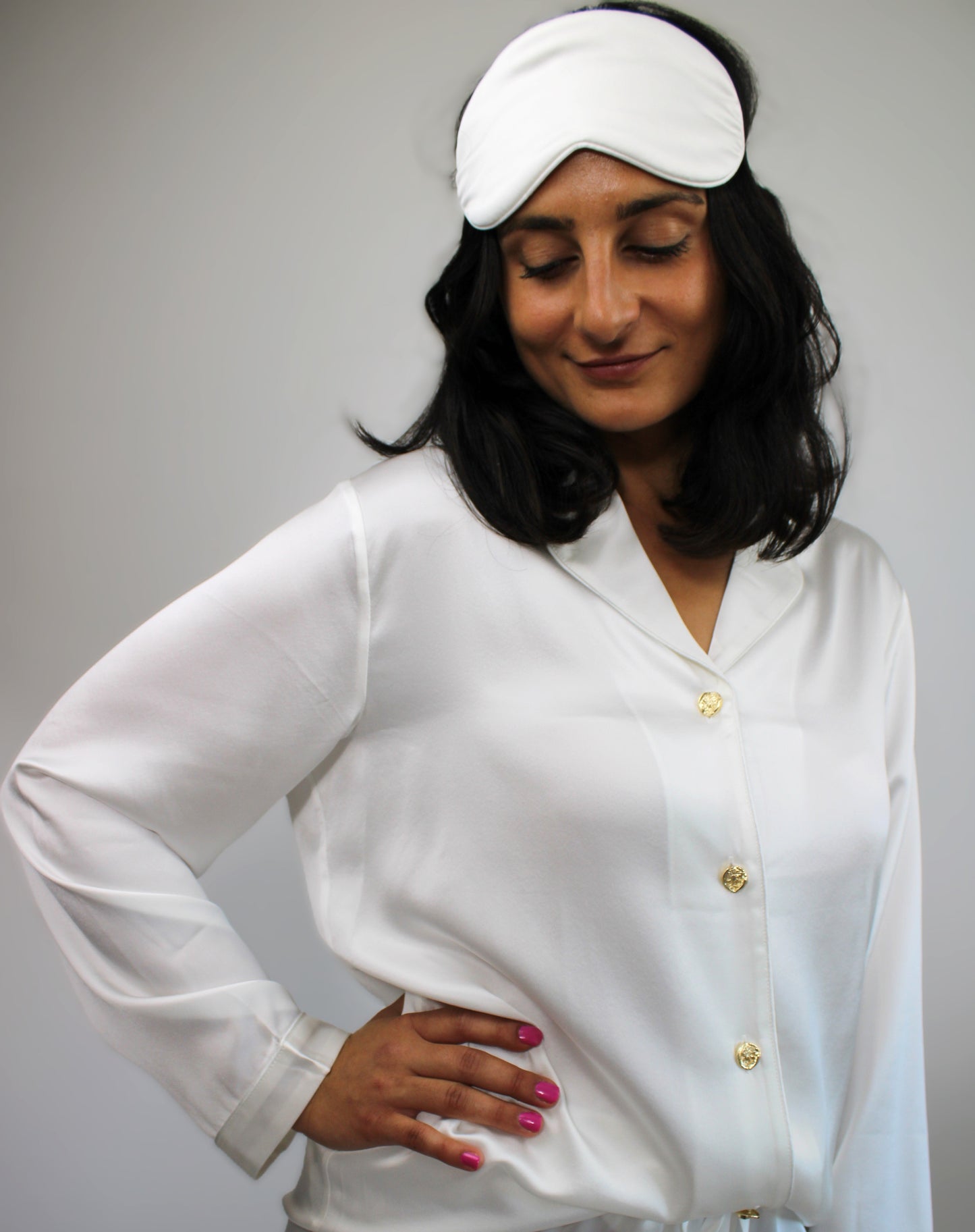 Hvit Silke Pysjamas Kort