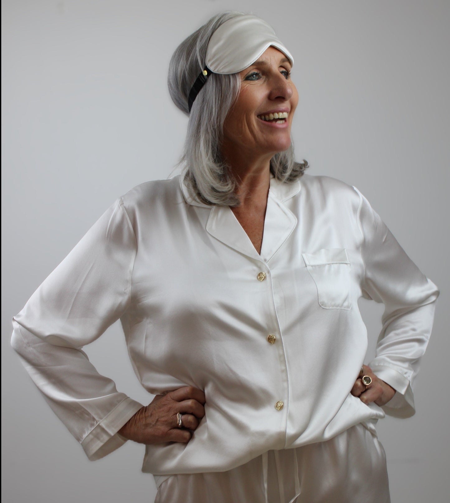 Hvit Silke Pysjamas Kort