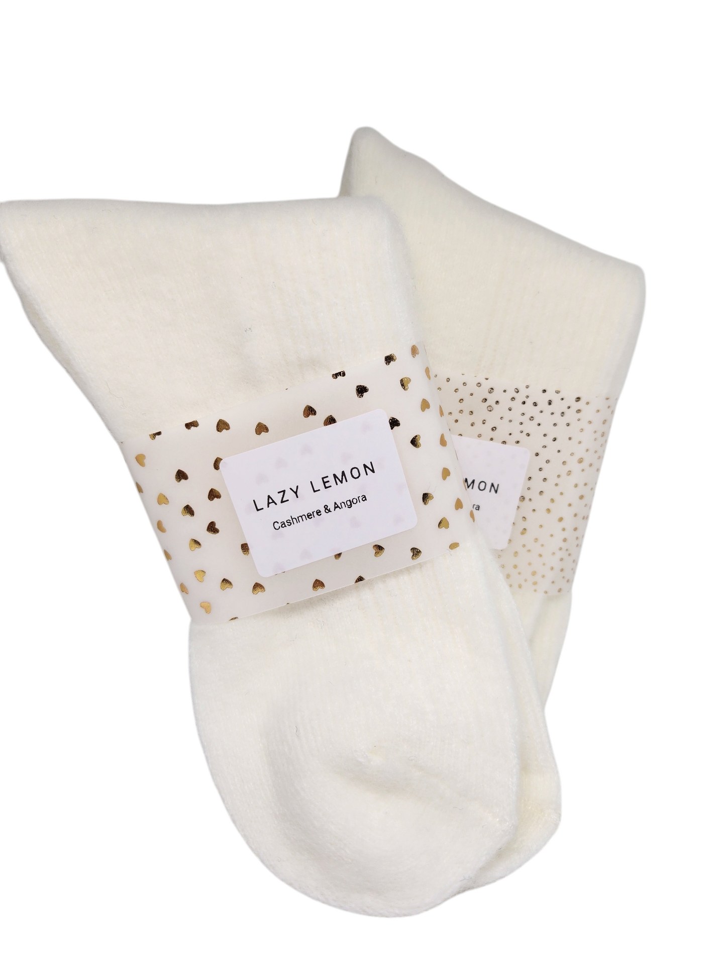 Kasjmir & Angora Sokker Hvite