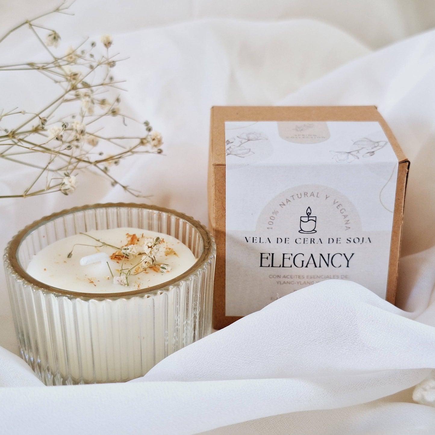 Soyavoks lys med naturlig eteriske oljer -  ylang ylang og jasmin - Front bilde