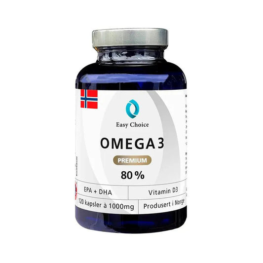 Easy Choice omega 3 premium fiskeolje 80% 120 kapsler - Lev Logisk