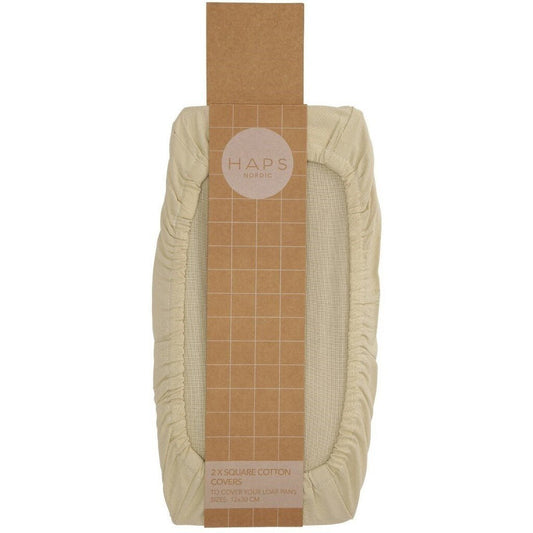 Haps Bomullstrekk rektangulære 2 - pk - Beige - Lev Logisk