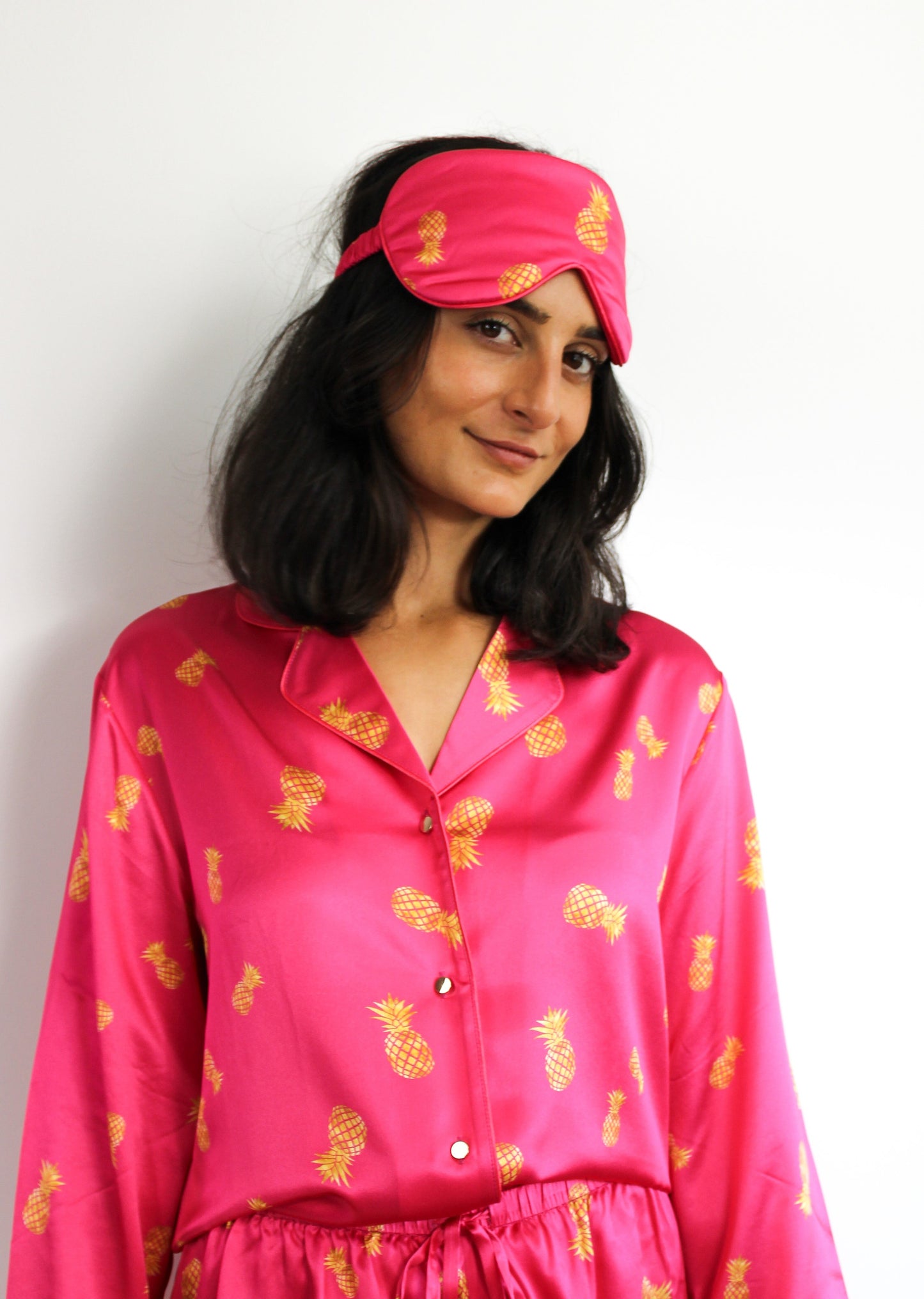 Fuchsia Ananas Sovemaske Silke