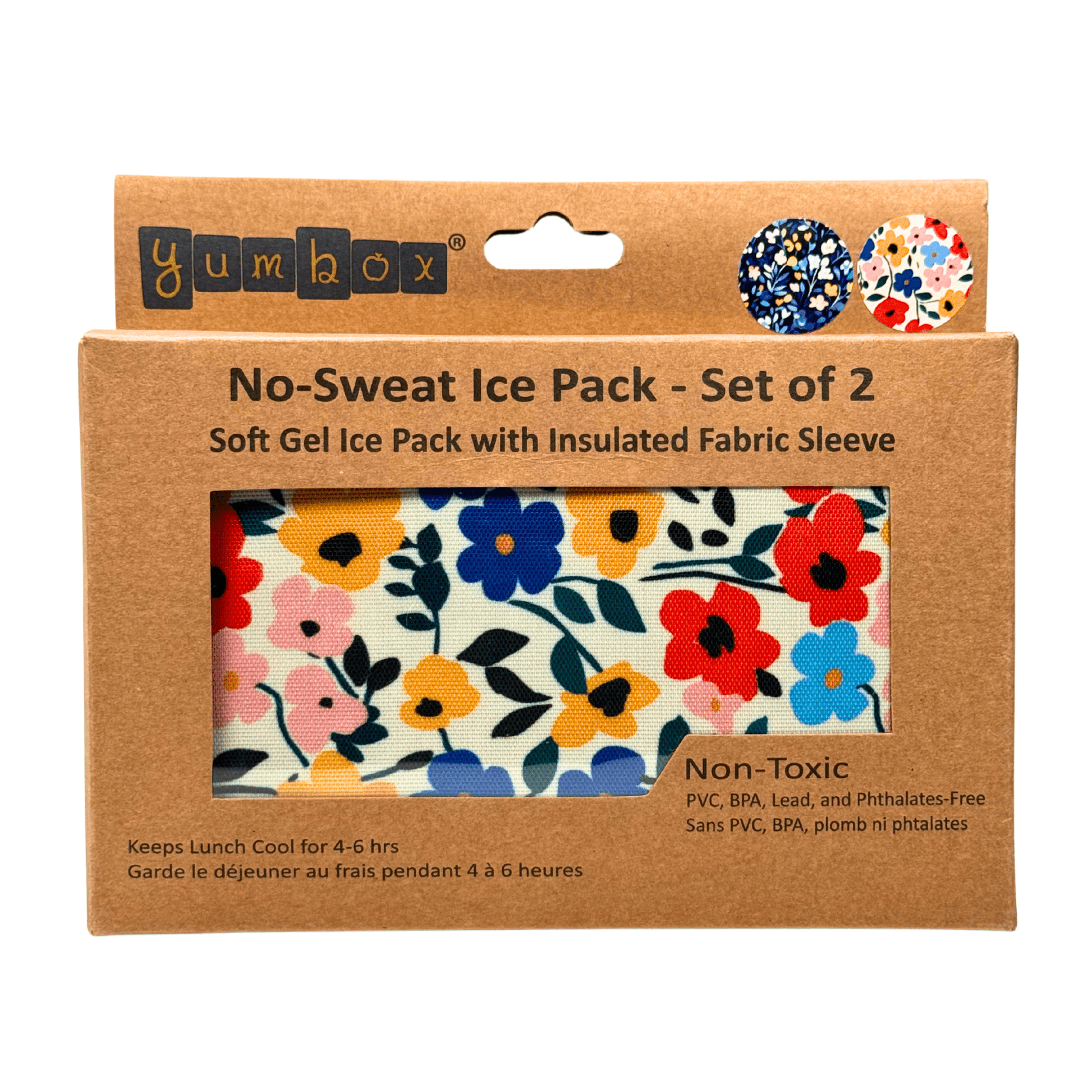 Kjøleelement i stoffpose 2 pk - Blomsterprint - fra Lev Logisk