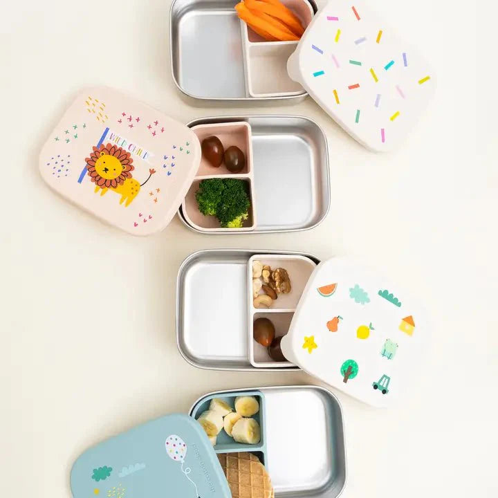 Matboks i stål med silikonlokk og inndeler - Velg motiv - Lev Logisk