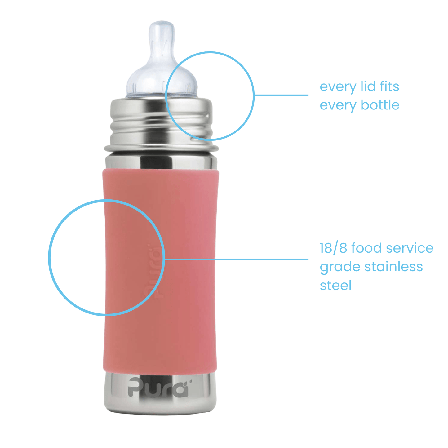Pura Kiki tåteflaske 325 ml - Rose - Lev Logisk