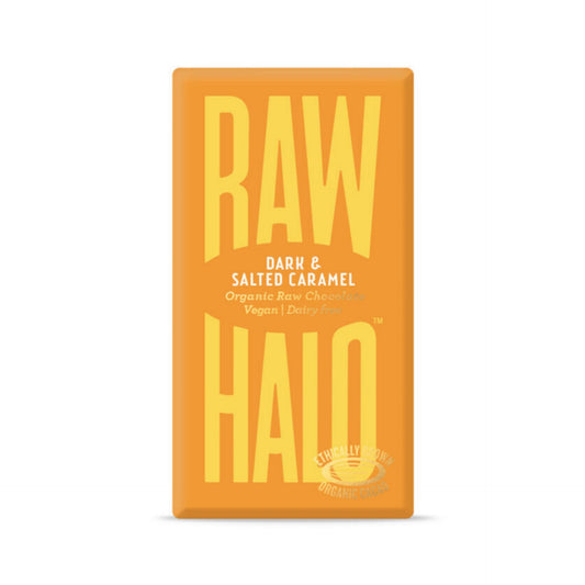 Raw Halo - Mørk sjokolade med salt karamell - 35 gram - Lev Logisk