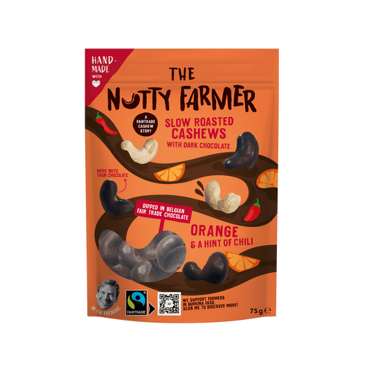 Sakte ristede cashewnøtter med mørk sjokolade, appelsin og chili - Lev Logisk