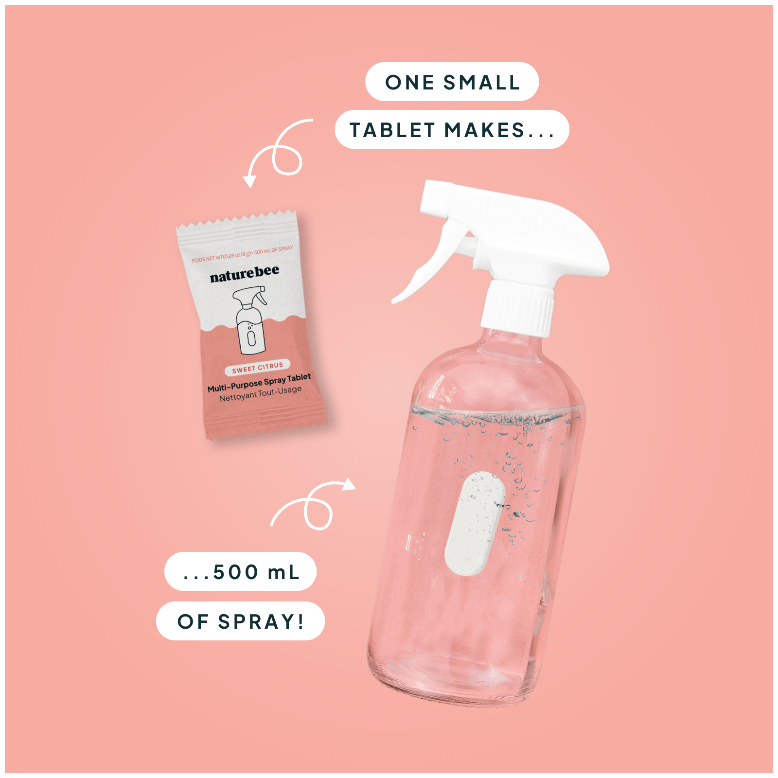 Sprayflaske i glass + tablett - Multiuse - Lev Logisk